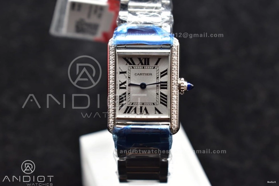 Quartz Diamond Ronda On 1190 With Dial Solo Bracelet K11F 20.3mm Bezel Tank SS SS Soft White 0709